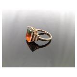 .925 Sterling Silver Rose Gold Vermeil Rainbow Crystal Ring Size 8