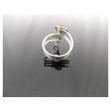 .925 Sterling Silver Amber Cabochon Calla Lilly Ring Size 5.75
