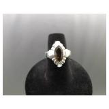.925 Sterling Silver Marquis Cut Smokey Quartz Ring Size 6