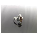 .925 Sterling Silver Marquis Cut Smokey Quartz Ring Size 6