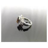 .925 Sterling Silver Marquis Cut Smokey Quartz Ring Size 6