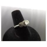 .925 Sterling Silver Diamond Accented Ring Size 7
