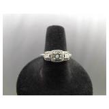 .925 Sterling Silver Diamond Accented Ring Size 7