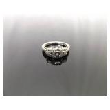 .925 Sterling Silver Diamond Accented Ring Size 7