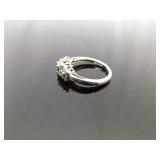 .925 Sterling Silver Diamond Accented Ring Size 7