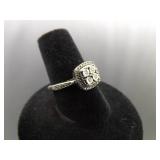.925 Sterling Silver Diamond Ring Size 7