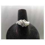 .925 Sterling Silver Diamond Accented Ring Size 7