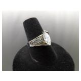 .925 Sterling Silver Marquis Cut Zirconia Ring Size 7