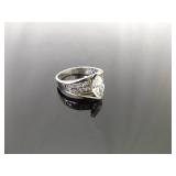 .925 Sterling Silver Marquis Cut Zirconia Ring Size 7