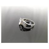 .925 Sterling Silver Marquis Cut Zirconia Ring Size 7