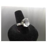 .925 Sterling Silver Marquis Cut Zirconia Ring Size 7.875