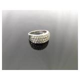 .925 Sterling Silver Zirconia Band Ring Size 7