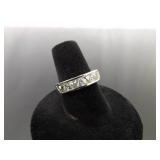 .925 Sterling Silver Zirconia Band Ring Size 7