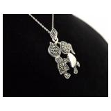 .925 Sterling Silver Art Nouveau Boy and Girlfriend Pendant Necklace