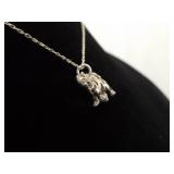 .925 Sterling Silver Kitty Cat Charms Pendant Necklace