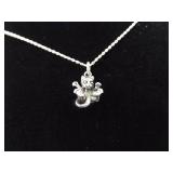.925 Sterling Silver Kitty Cat Charms Pendant Necklace