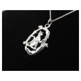 .925 Sterling Silver Mama Cat and Kitties Pendant Necklace