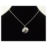 .925 Sterling Silver Napping Kitty Cat Charm Pendant Necklace