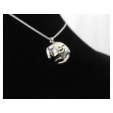 .925 Sterling Silver Napping Kitty Cat Charm Pendant Necklace