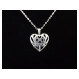 .925 Sterling Silver Scrolled Heart Pendant Necklace