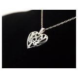 .925 Sterling Silver Scrolled Heart Pendant Necklace