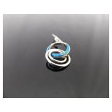 .925 Sterling Silver Inlayed Opal Dangle Hoop Hook Earrings