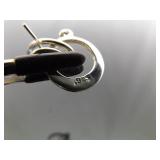 .925 Sterling Silver Inlayed Opal Dangle Hoop Hook Earrings