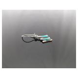 .925 Sterling Silver Turquoise Cabochon Hook Latch Earrings