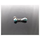.925 Sterling Silver Inlayed Turquoise Dangle Post Earrings