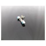 .925 Sterling Silver Inlayed Turquoise Dangle Post Earrings