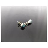 .925 Sterling Silver Inlayed Turquoise Dangle Post Earrings