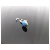 .925 Sterling Silver Sodalite Cabochon Dangle Hook Earrings