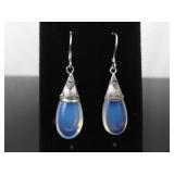.925 Sterling Silver Opalite Dangle Hook Earrings