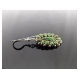 .925 Sterling Silver Navajo Green Turquoise Cabochon dangle Hook Earrings