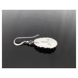 .925 Sterling Silver Navajo Green Turquoise Cabochon dangle Hook Earrings