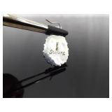 .925 Sterling Silver Navajo Green Turquoise Cabochon dangle Hook Earrings