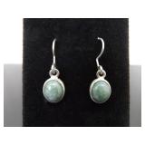 .925 Sterling Silver Aventurine Dangle Hook Earrings