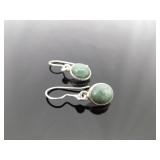 .925 Sterling Silver Aventurine Dangle Hook Earrings