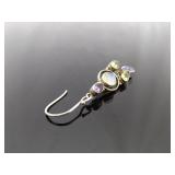 .925 Sterling Silver Moonstone Cabochon Amethyst and Peridot Dangle Hook Earrings