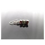 .925 Sterling Silver Garnet and Peridot Dangle Hook Earrings