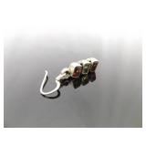 .925 Sterling Silver Garnet and Peridot Dangle Hook Earrings