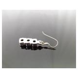 .925 Sterling Silver Garnet and Peridot Dangle Hook Earrings