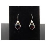 .925 Sterling Silver Silpada Pearl Accented Hook Earrings
