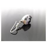 .925 Sterling Silver Buffalo Turquoise Dangle Hook Earrings