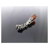 .925 Sterling Silver Carnelian Dangle Post Earrings