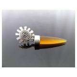 .925 Sterling Silver Sun Swirl Amber Dangle Post Earrings