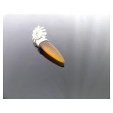 .925 Sterling Silver Sun Swirl Amber Dangle Post Earrings