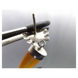 .925 Sterling Silver Sun Swirl Amber Dangle Post Earrings