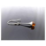 .925 Sterling Silver Amber Ball Dangle Hook Earrings