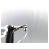 .925 Sterling Silver Amber Cabochon Dangle Hook Earrings